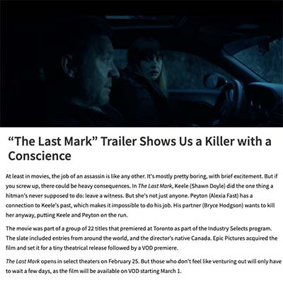 “The Last Mark” Trailer Shows Us a Killer with a Conscience
